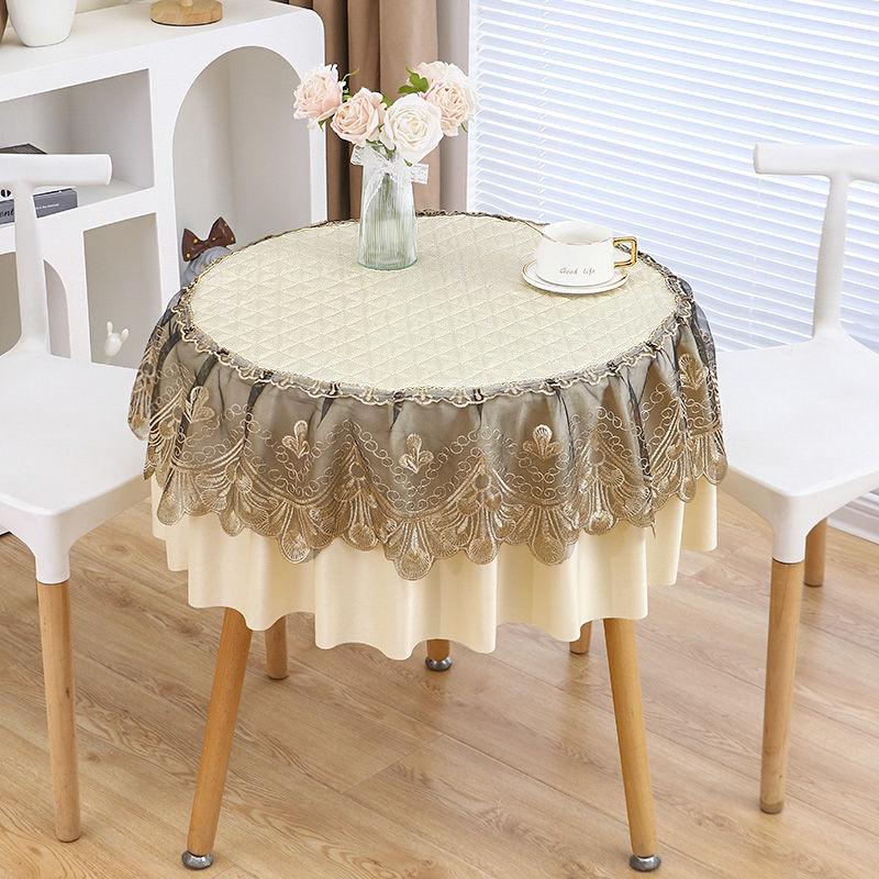Round Table Fabric Tea Table Round Lace Dutch Velvet Home Cover Thickened Dining Table Living Room Anti Slip Tablecloth