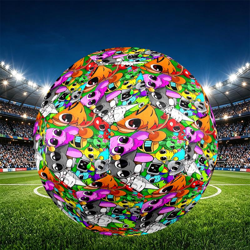 Sprunki Game Print Size 5 Soccer Ball, PU Wear Resistant Football for Match Training and Daily Practice, Birthday Gift for Soccer Fans