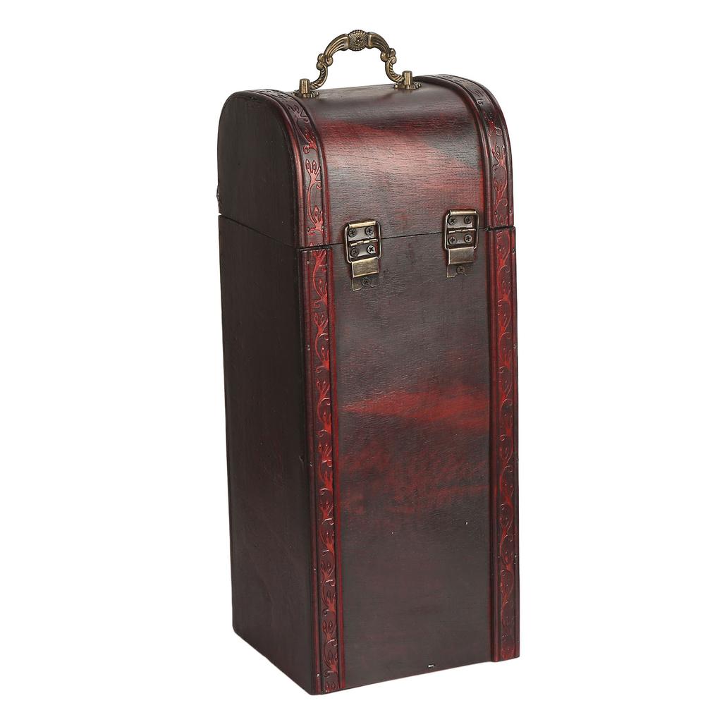 Wine Box Wooden Vintage Retro Portable Single Bottle Decorative Carrying Storage Case