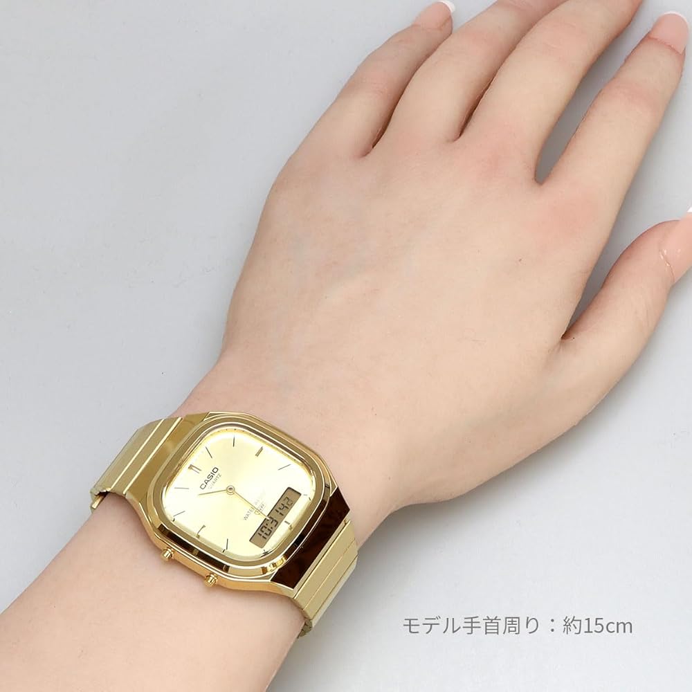 [Casio] CASIO Analog-Digital Quartz Watch Edgy Collection AQ-240EG-9A Unisex Dual Time Gold Overseas Model [Parallel Import]