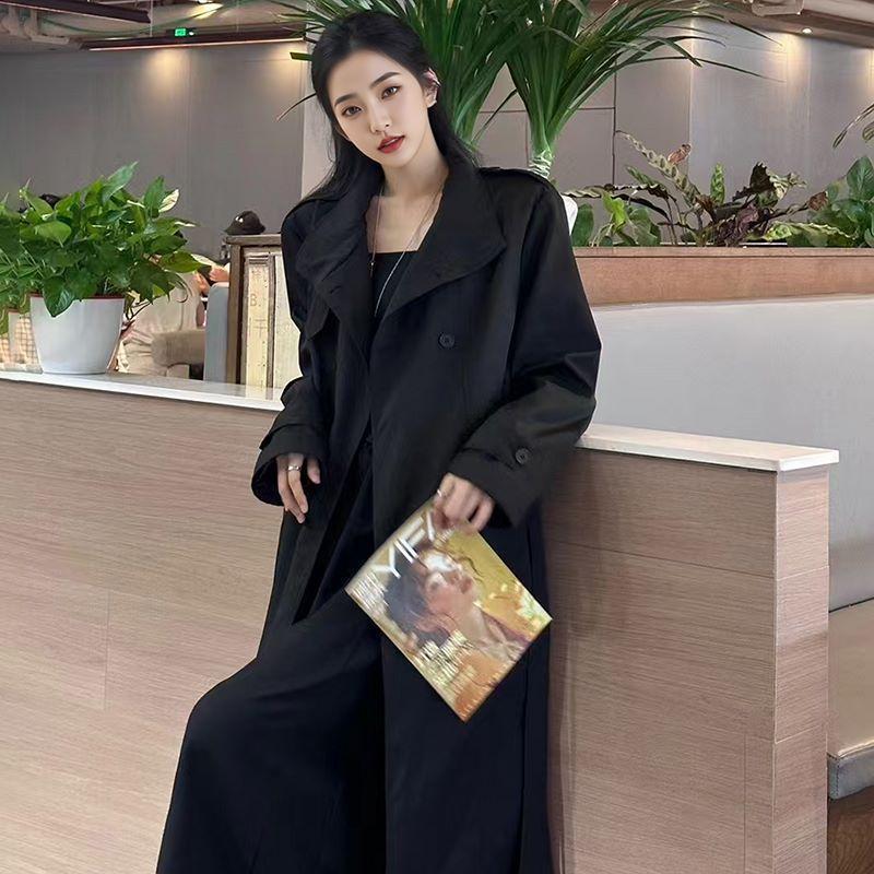 

Ancora Red двубортная длинная ветровка для женщин, новая осенняя, на шнуровке, простая для поездок на работу XL