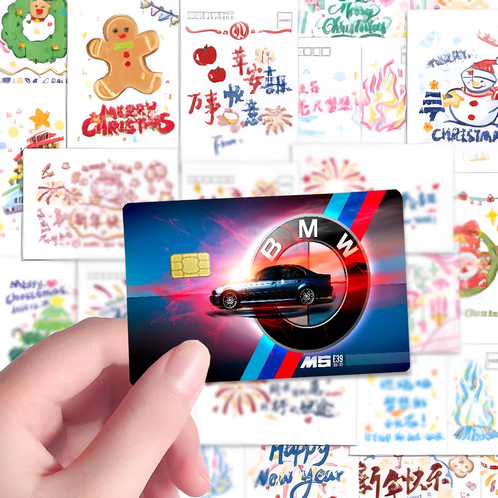 AABT1 Luxury Sport Car B-BMWs Fashion Matte Gold Silver Black Matte Film Skin Sticker Tape For Bank Credit Debit Card