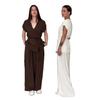 2025 Summer European & American Slimming V-Neck Top & Wide-Leg Pants Two-Piece Set