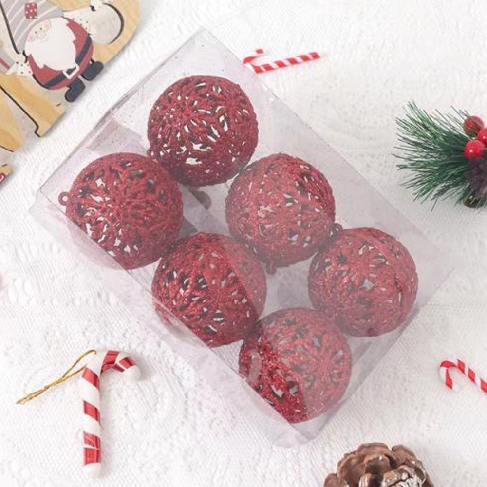 6Pcs Plastic Christmas Ball Pendants 6CM Christmas Tree Decoration  Party
