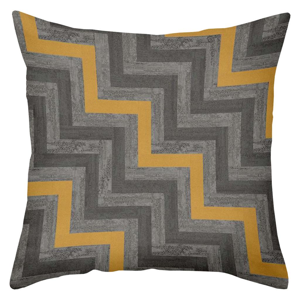 2D flat printing Modern Patterned Cushions Yellow Grey Black Design Polyester pillowcase, sofa decorative cushion cov