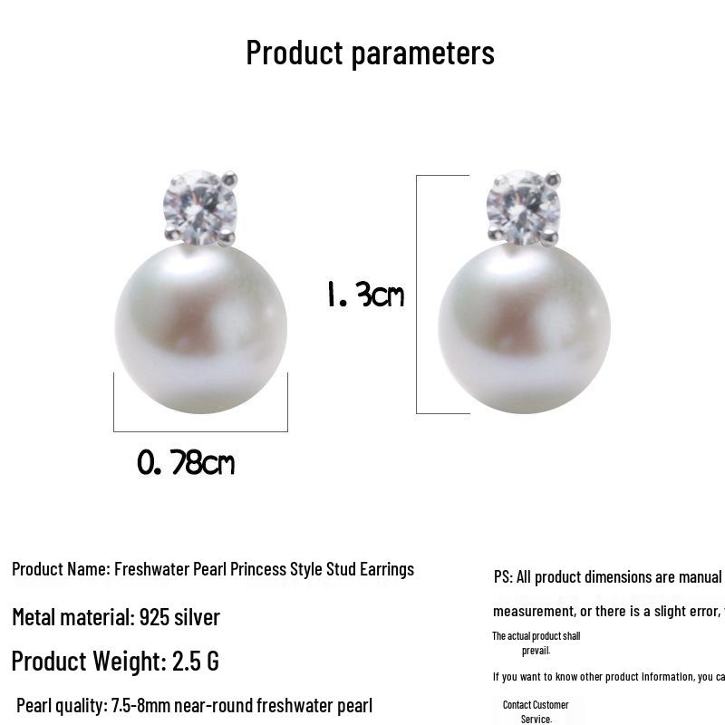 Eleganta Sterling Silver Prinsesspärlörhängen för Damer