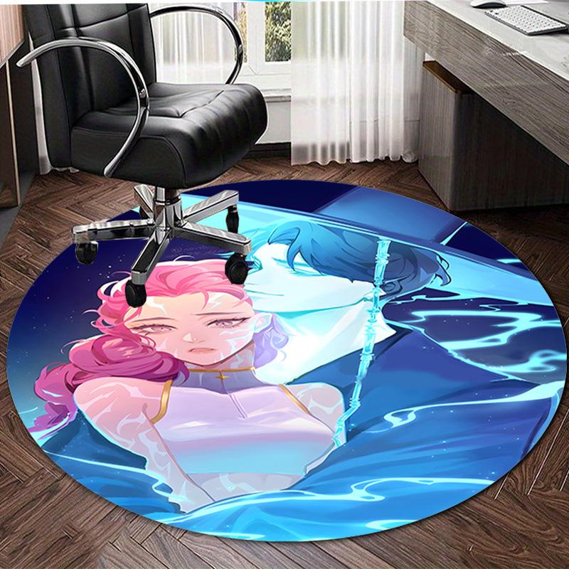 1pc KPop Demon Hunters RUMI8 Design Printed Area Round Carpet for Bedroom Living Room Home Decor Rugs Mat Non Slip Mat Rug for Bedside