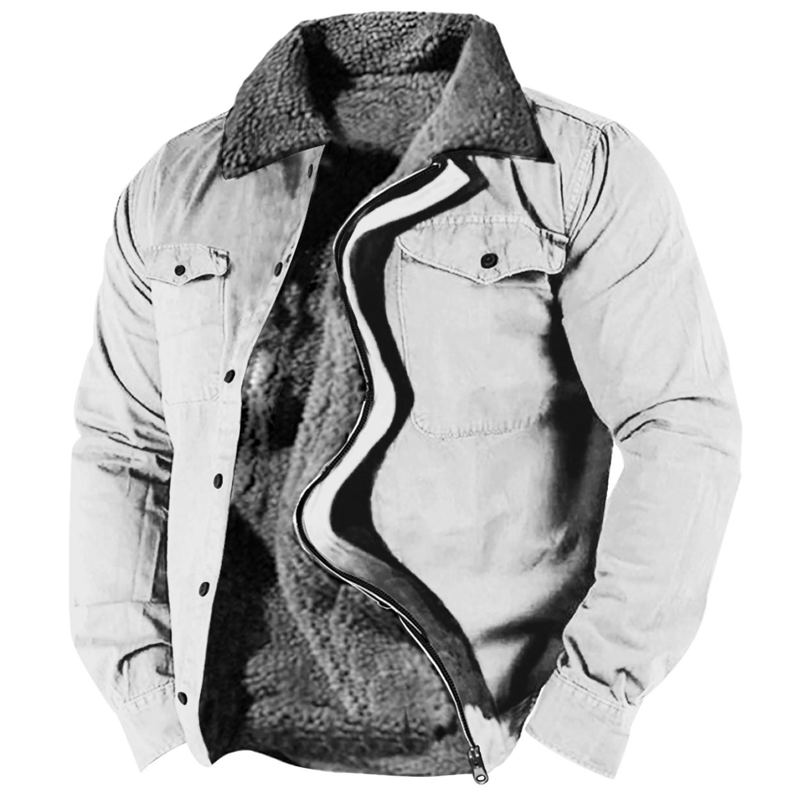 

Мужская зимняя Повседневная куртка на пуговицах с длинным рукавом и принтом на Хэллоуин, толстое пальто XL белый