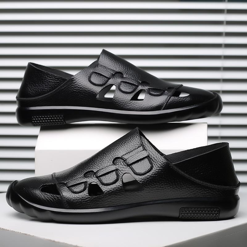2025 Direct Sales Summer Hollow Men's Shoes Walking Shoes Breathable Casual Sandals Non-slip Soft-soled Dad Shoes Sandals