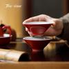 Hand Painted Double-Line Ceramic Tea Cup Bag Hat Cup Forbidden City Red Porcelain Cups Jianzhan Teacups Tool Beautiful Puer Bowl