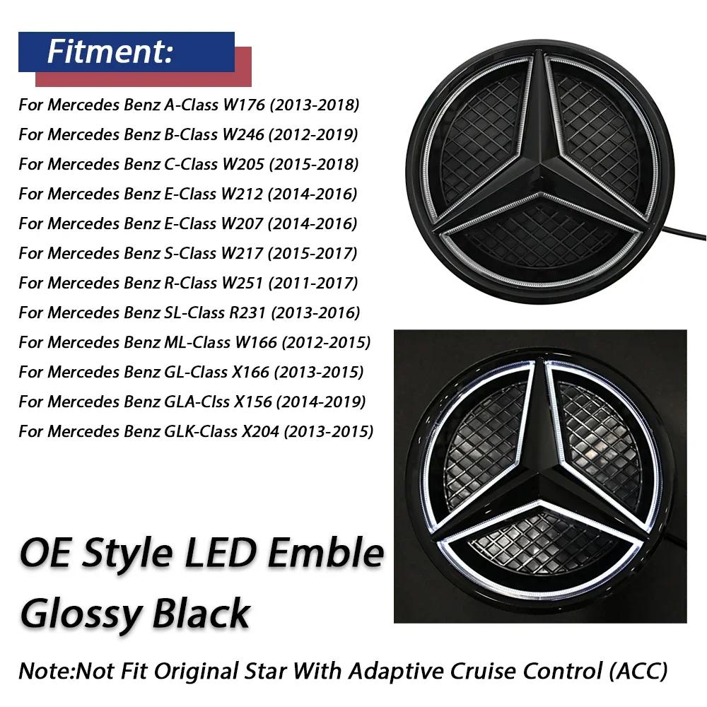 

Car Sticker Chrome Silver LED Mirror Emblems Style Front Grilled Star Emblems For Mercedes Benz A/B/C/E/S/R/ML/SL-Class X156 W20