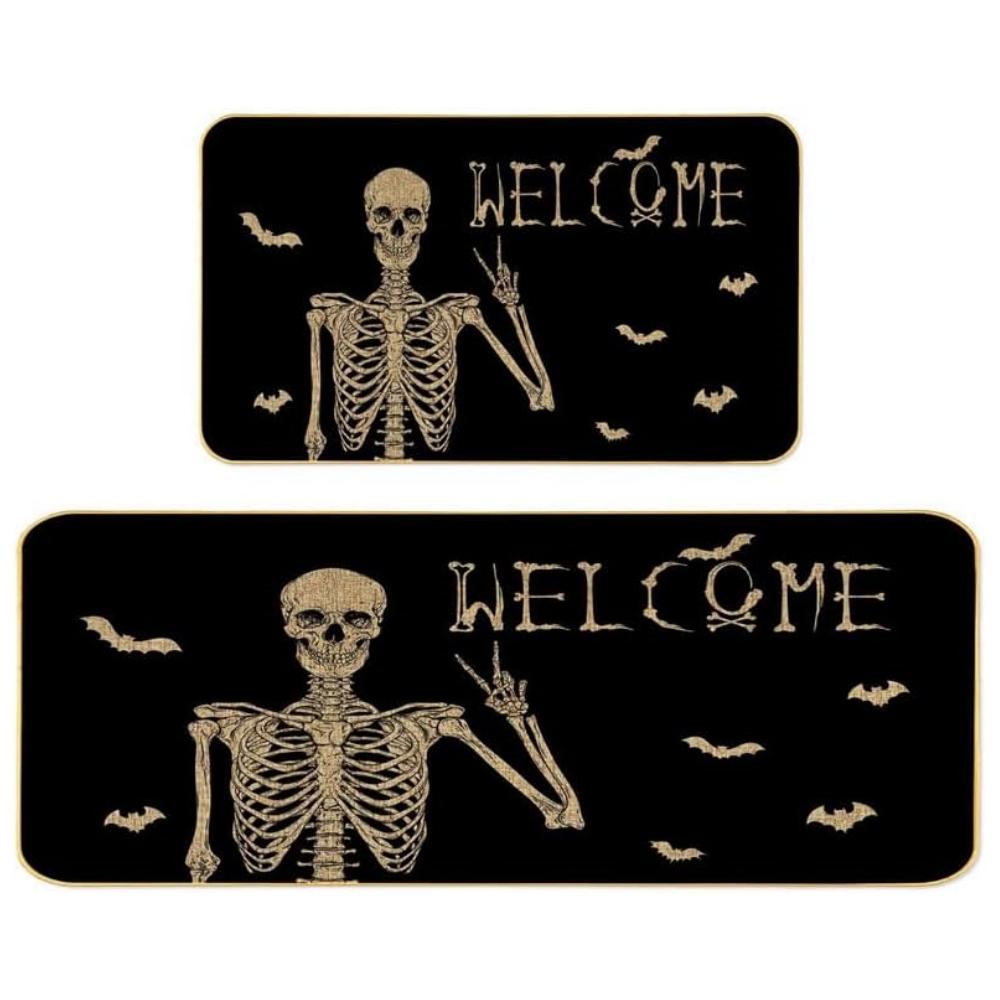 2pcs Halloween Kitchen Carpet, Indoor And Outdoor Welcome Doormat, Bedroom And Living Room Floor Mat, Home Decoration