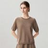 Top a strati da donna Lekasha in cashmere a maniche corte con scollo rotondo