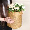 Handmade Grass Woven Flower Basket Creative Braided Flower Basket  Indoor Outdoor