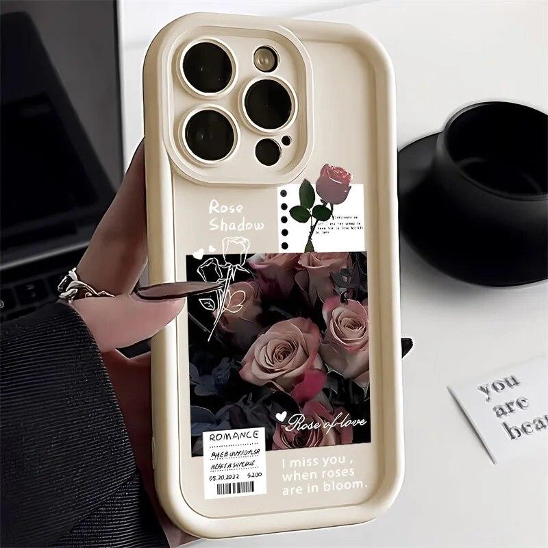 Ins Flower Phone Case For iPhone 11 Case iPhone 13 14 15 Pro 12 Pro Max 7 8 14 15 Plus XR XSMAX X XS SE Shockproof Cover Funda
