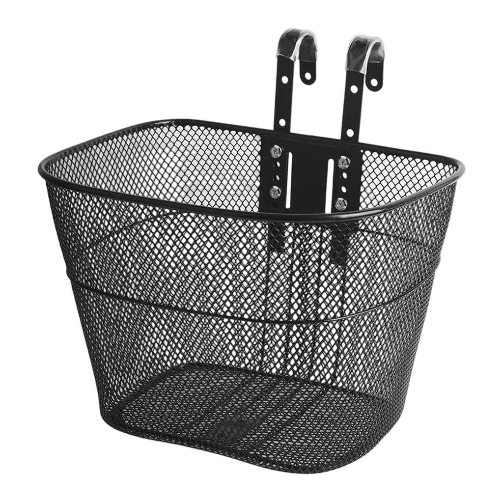 Detachable Front Bike Basket with Hooks,Easy Assembly,Metal Wire Adjustable Fitting for