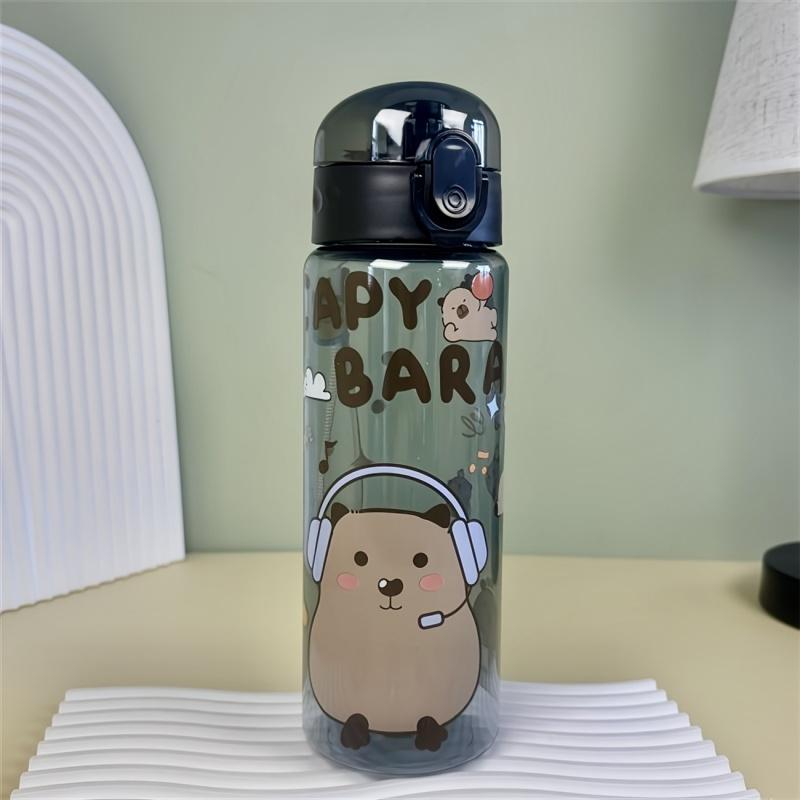 780ml Capybara transparent Cup Cute Cartoon Water Bottle with Carry Strap Leakproof Portable Outdoor Drinking Cup Sports Bottle