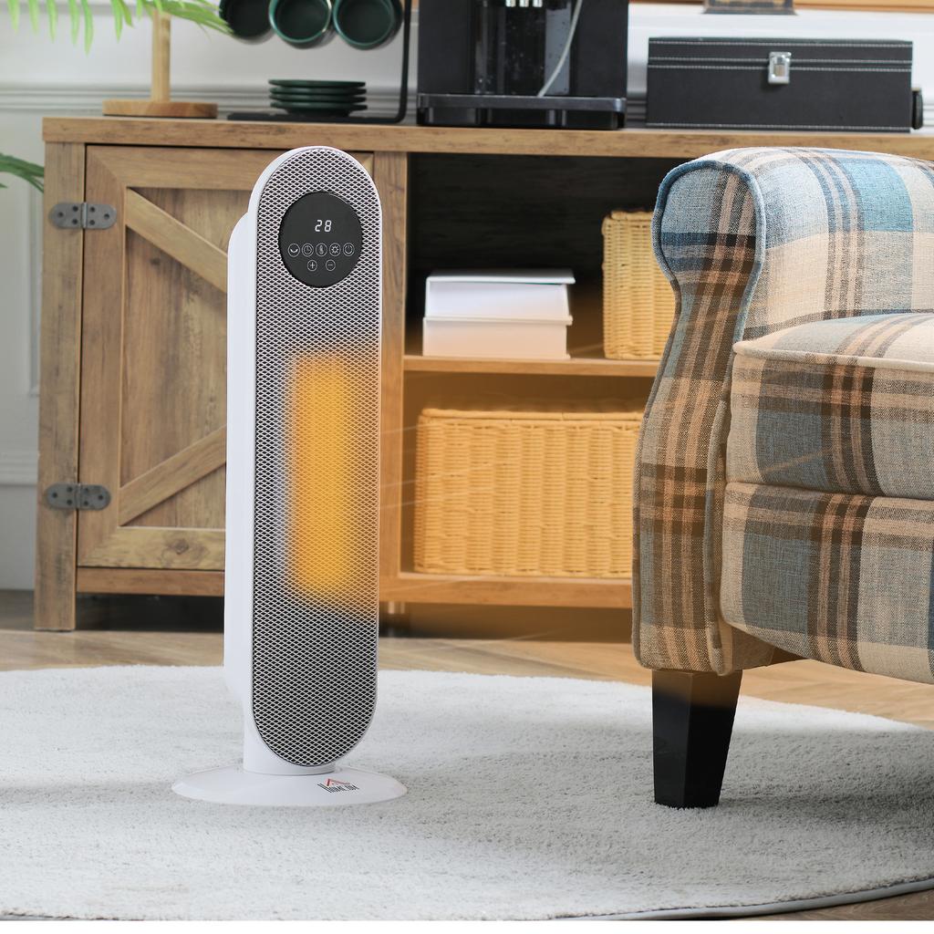 Oscillating Ceramic Tower Heater, 2000W, Remote Control, 15-40°C