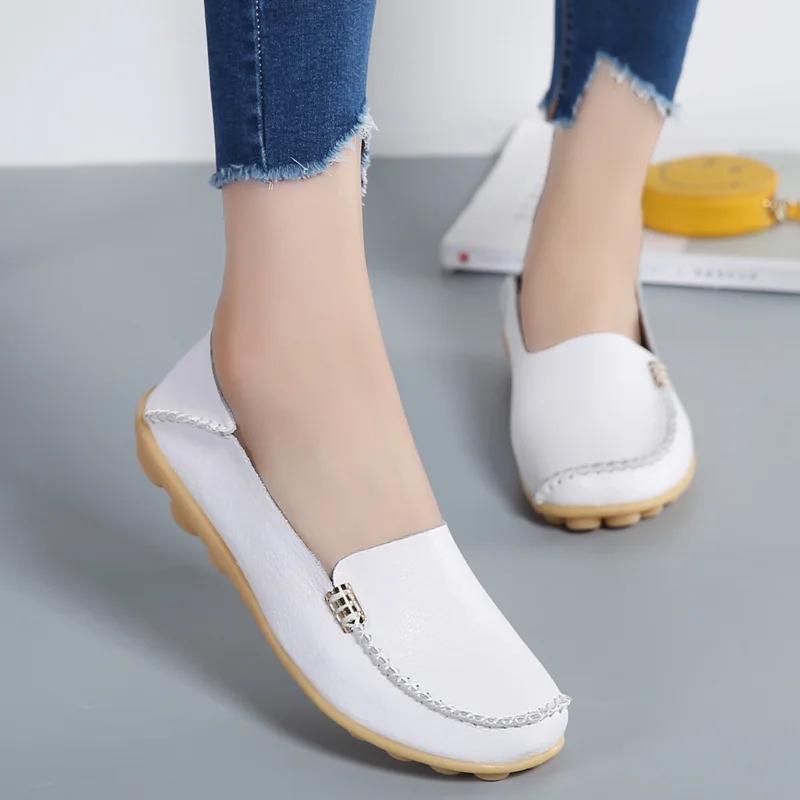 Flat Shoes Women Slip On Shoes for Women's Moccasins Genuine Leather Loafers Women Flats Ladies Shoes Plus Size Sapato Feminino