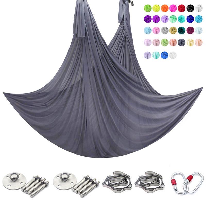 5m Aerial Yoga Hammock Set with Chrysanthemum Rope and Fixing Plate for Home or Studio Use