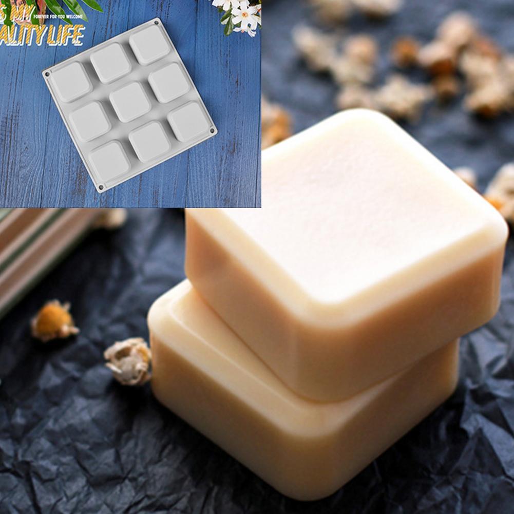 9 Grids Square Silicone Soap Molds Handmade Soap For DIY And Chocolate Kitchen Making Mold Supp K9W7