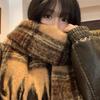 Maillard Brown Plaid Imitation Cashmere Scarf Women's Year Autumn and Winter Fringed Thickened Warm Shawl Scarf Tide