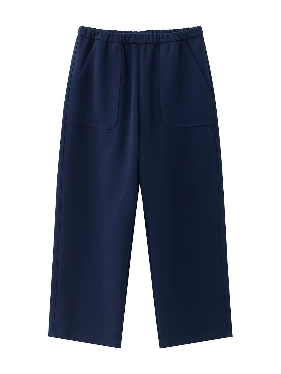 

So+ Женские весенние брюки с высокой талией и эффектом похудения - Повседневные, свободного кроя, с узкими прямыми штанинами, скрывающие бедра, универсальный дизайн с широкими штанинами. Medium темно-синий