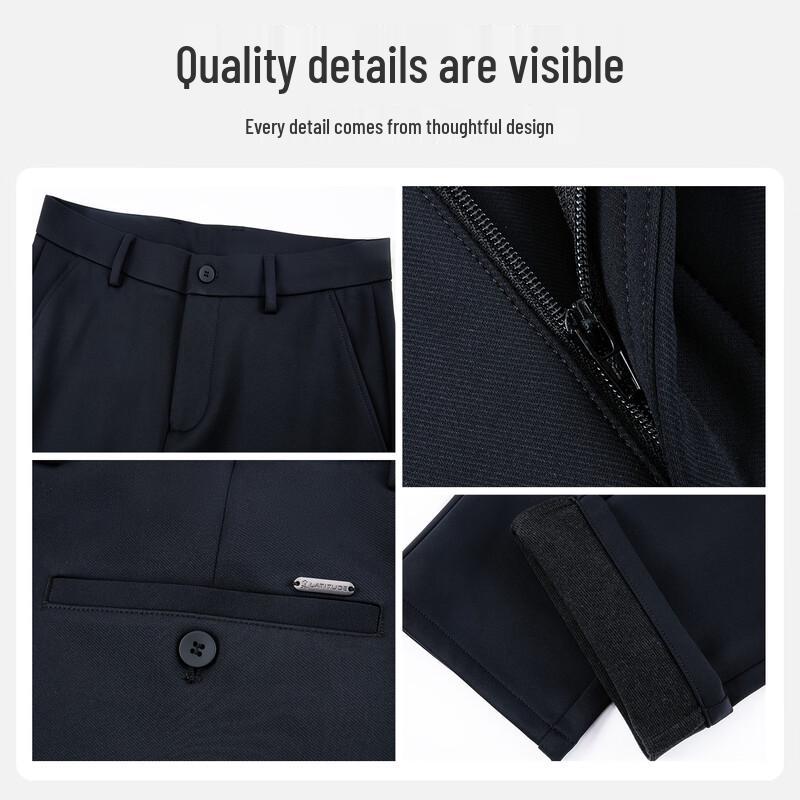 MONTAGUT Men's Wool Tencel Blend Straight-Leg Casual Pants