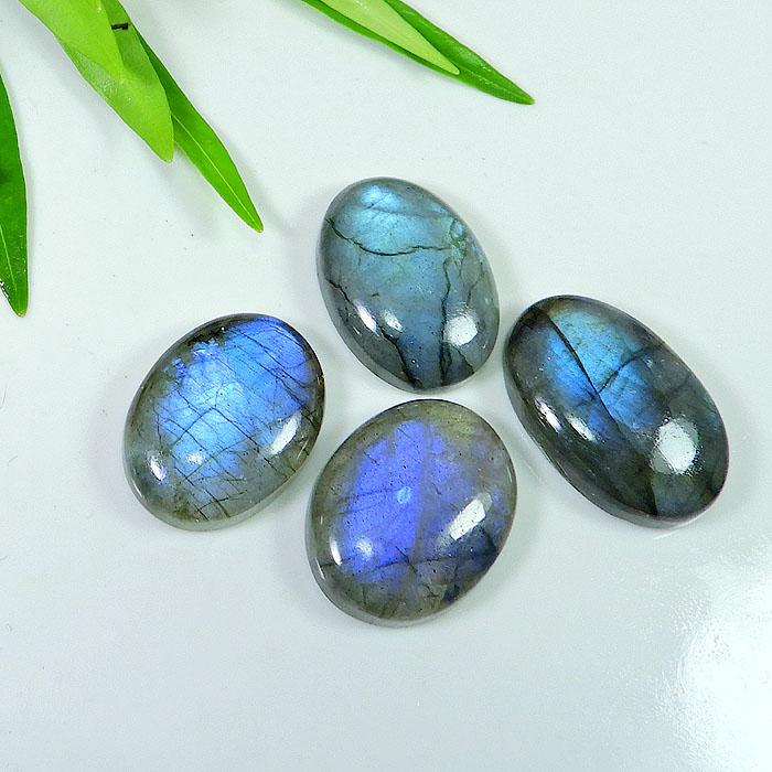 15X25X05MM Duhový labradorit Oválný kabošon Volný drahokam 4ks Lot 108Cts LM-1146