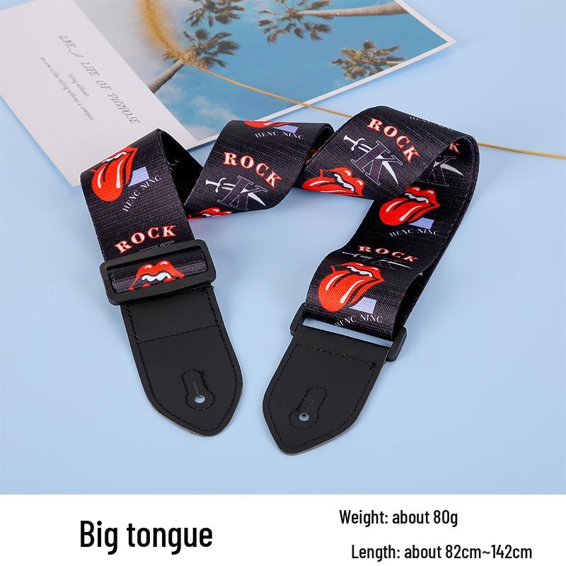 Unisex poszerzany i pogrubiony poliestrowy pasek do gitary/basu - Styl folk, konstrukcja bez dziurkowania