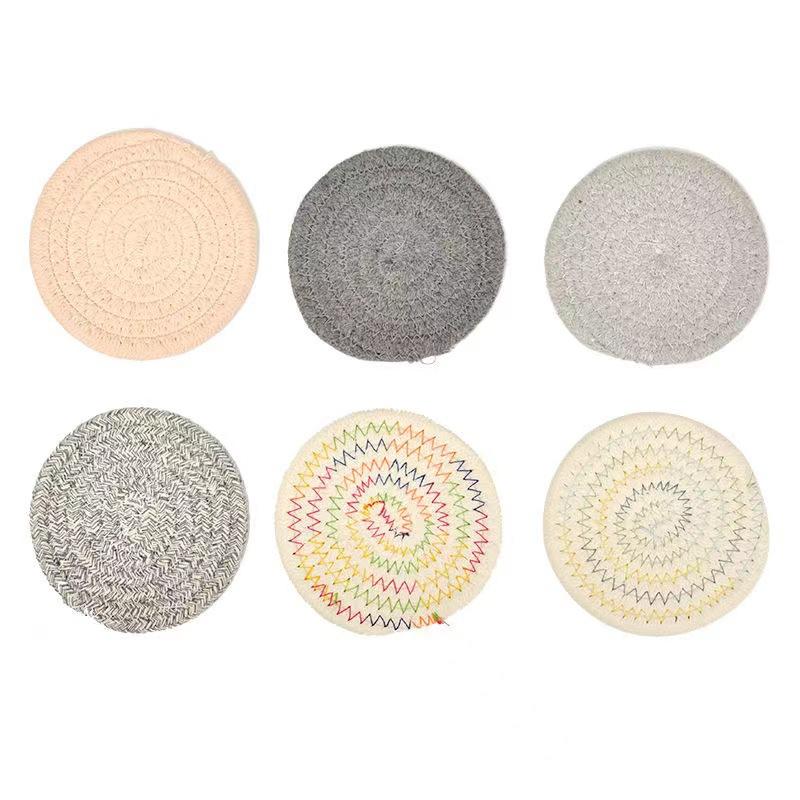 Manteles Individuales Redondos Tejidos de Algodón Resistentes al Calor Antideslizantes Trenzados Lavables para Mesa de Comedor Cocina Decoración del Hogar