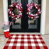 Weihnachts Karierter Outdoor Teppich, Waschbar und Rutschfest, Veranda Teppich Fußmatte, Festliche Heimdekoration