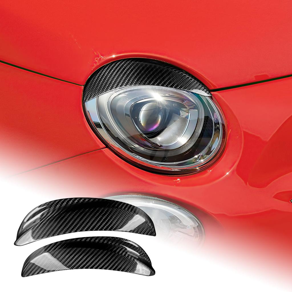 AIRSPEED Carbon Fiber Exterior Customization Accessories for Abarth 500 Car Light Eyebrow Cover Trim Tape Garnish Carbon 595/Fiat (2016-2023) -