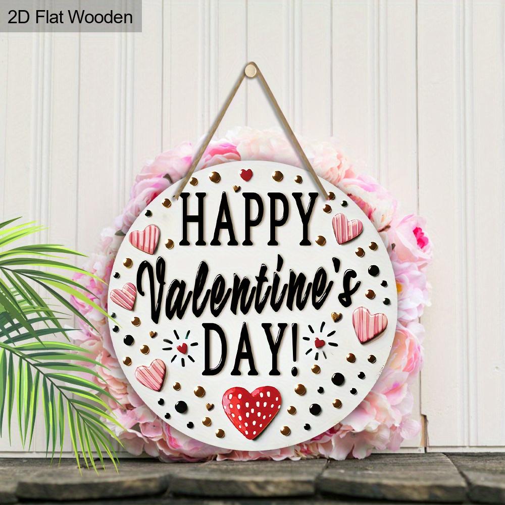Happy Valentine's Day Wooden Sign - Unique Decorative Hanging Plaque with Romantic Love Pattern - Ideal Gift for Couple