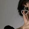 Black Bow Square  Earrings Women Elegant Pearl Heart Jewelry Gifts