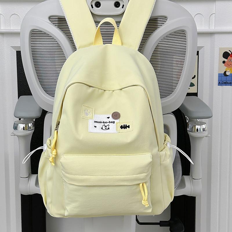 Schoolbag Japanese College Student Female Ins Versatile Cute Simple Schoolbag Solid Color Backpack Large Capacity Lightweight Backpack