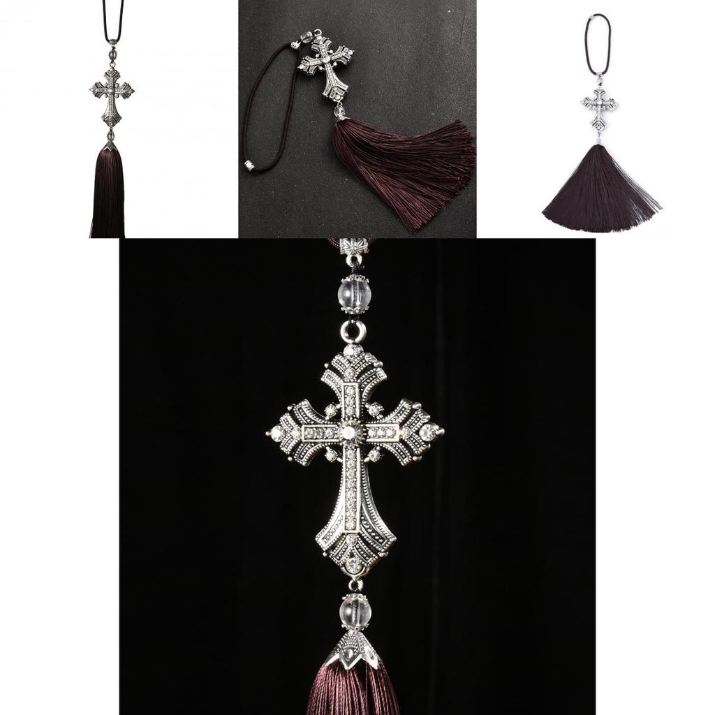 Car Pendant Cross Decoration Stylish Alloy Crystal Diamond Hanging Ornament