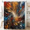 Abstract Shower Curtain Modern Bathroom Decor with Oil Painting Design Watercolor Flowers and Leaves Extra Long Size for Bathtub
