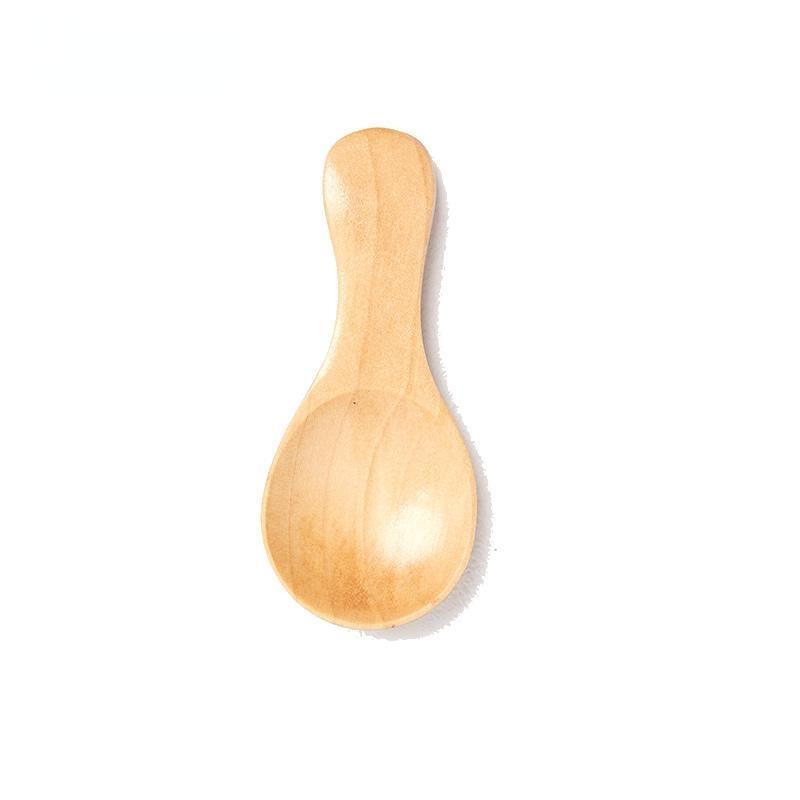 1PCS Mini Natural Wooden Spoon Scoop Tea Coffee Condiment Salt Seasoning Sugar Spoon Ice Cream Spoon