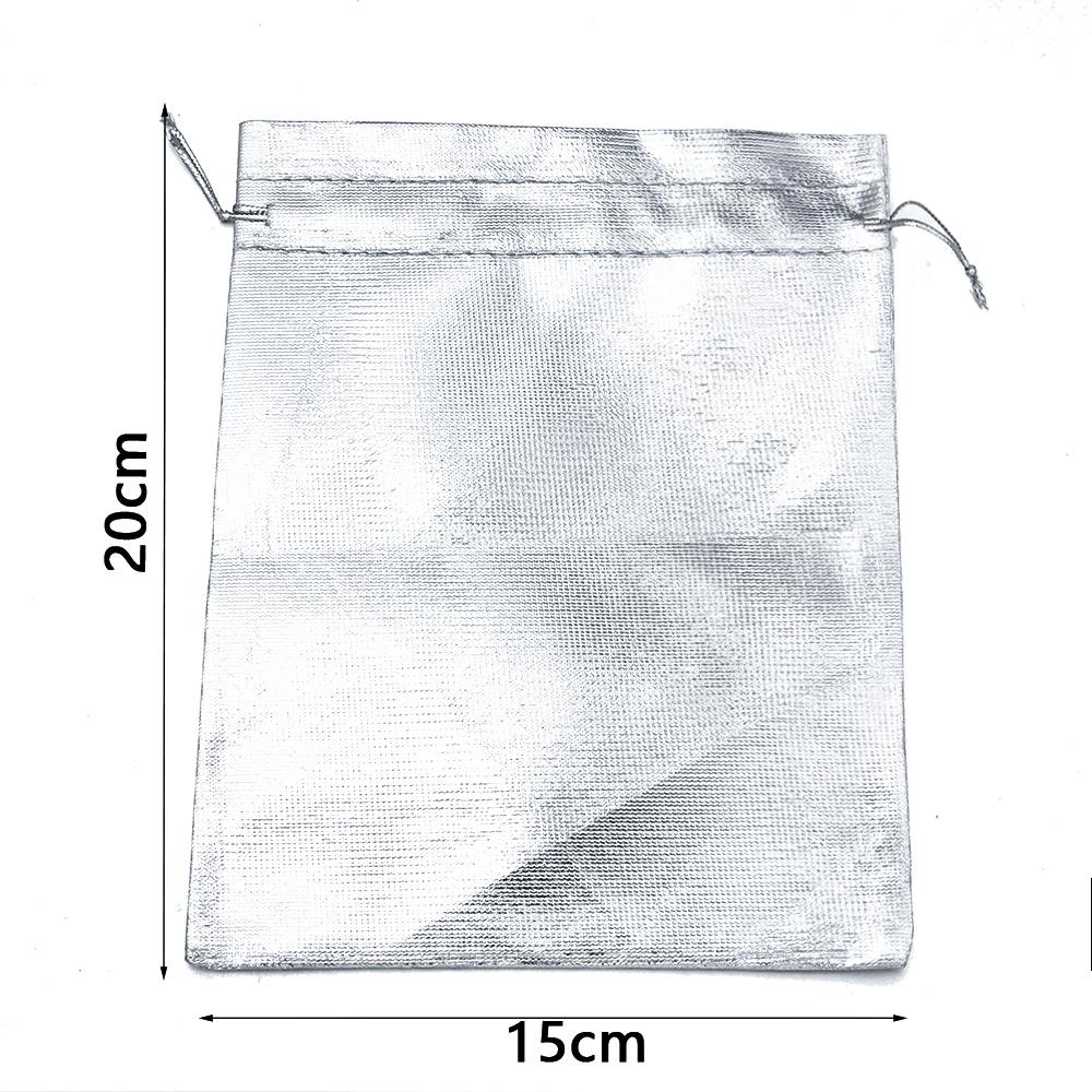 5-10Pcs Silver/Gold Foil Cloth Drawstring Bags Jewelry Gift Bags Candy Beads Bracelet Packing Pouch For Wedding Gift Storage Bag