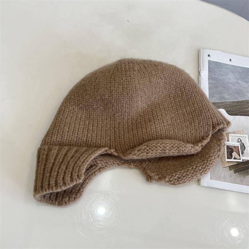 Korean Woolen Mixed Fabric Knitted Hat Earmuffs Men Women Fashion College Style Outdoor Cold-Proof And Warm Beanie Cap