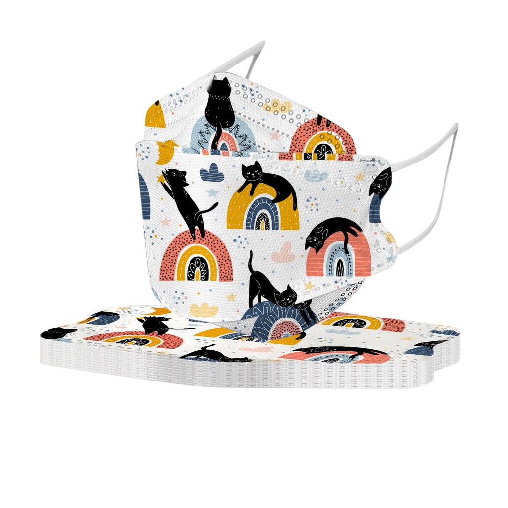 50PCS Kids Children's Disposable Face Mask Cute Funny Print 3D Designs 4-Ply Facial Masks