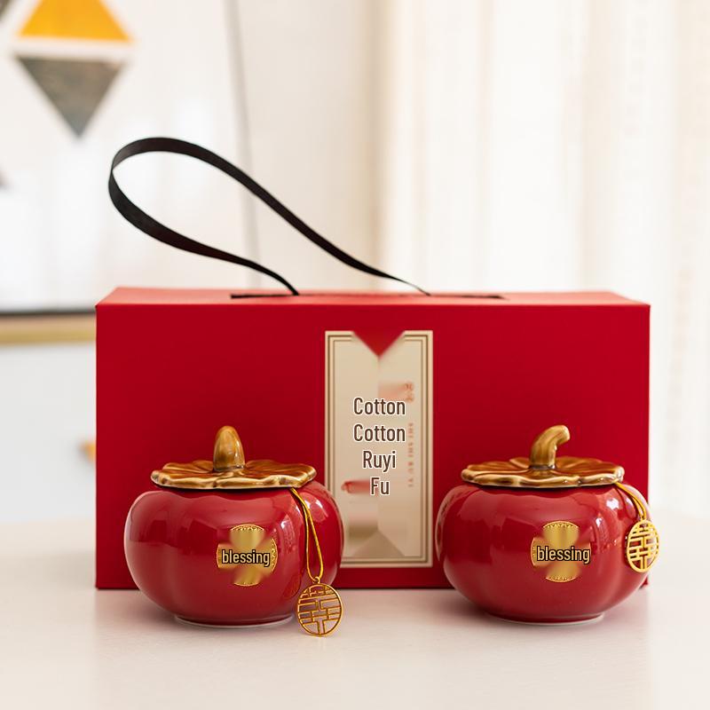 Keramik Kaki Bonbonglas Set - Hochzeits-, Verlobungs- oder Einzugsgeschenk