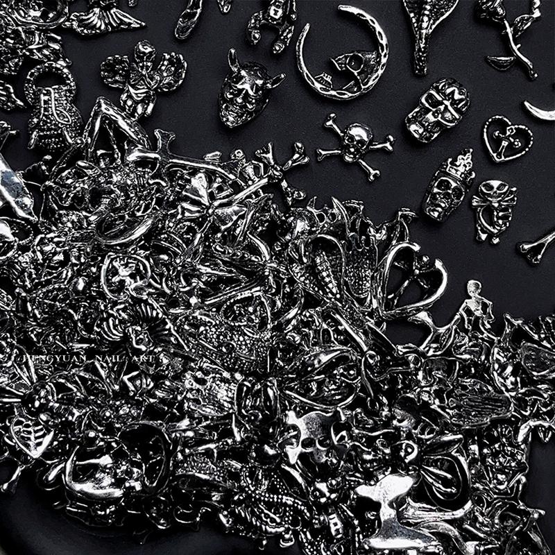 WTEMPO Gothic Punk Nail Art Decorations Kit Exquisite Wearable Nails Accessories DIY Nail Design Decor Crafts Making Supplies