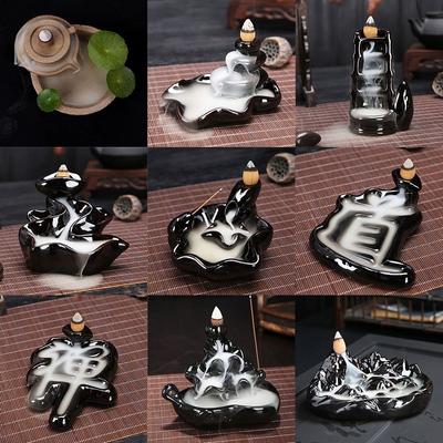 Elegant Craft Waterfall Incense Burner Ceramic Holder Smoke Censer Backflow Incense Burner