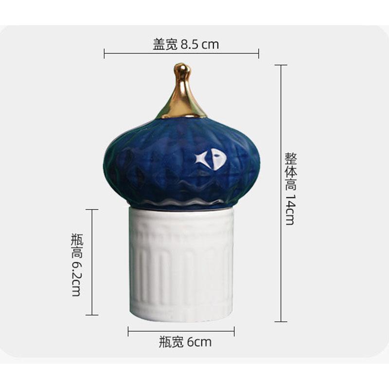 Creative Ceramic Candy Jar Fairy Castle Candle Jar Household Delicate Jewelry Cosmetics Cotton Swab Box Tabletop Art Decoration