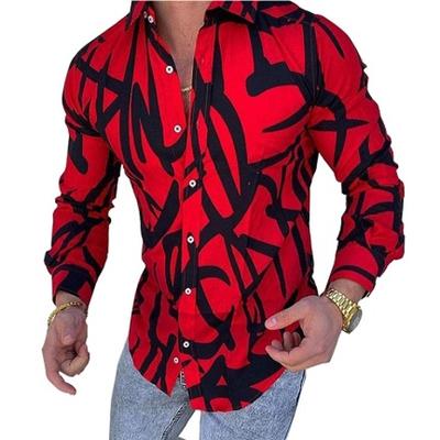 Casual Striped Print Color Trend Color Contrast Design Men's Long Sleeve Shirt