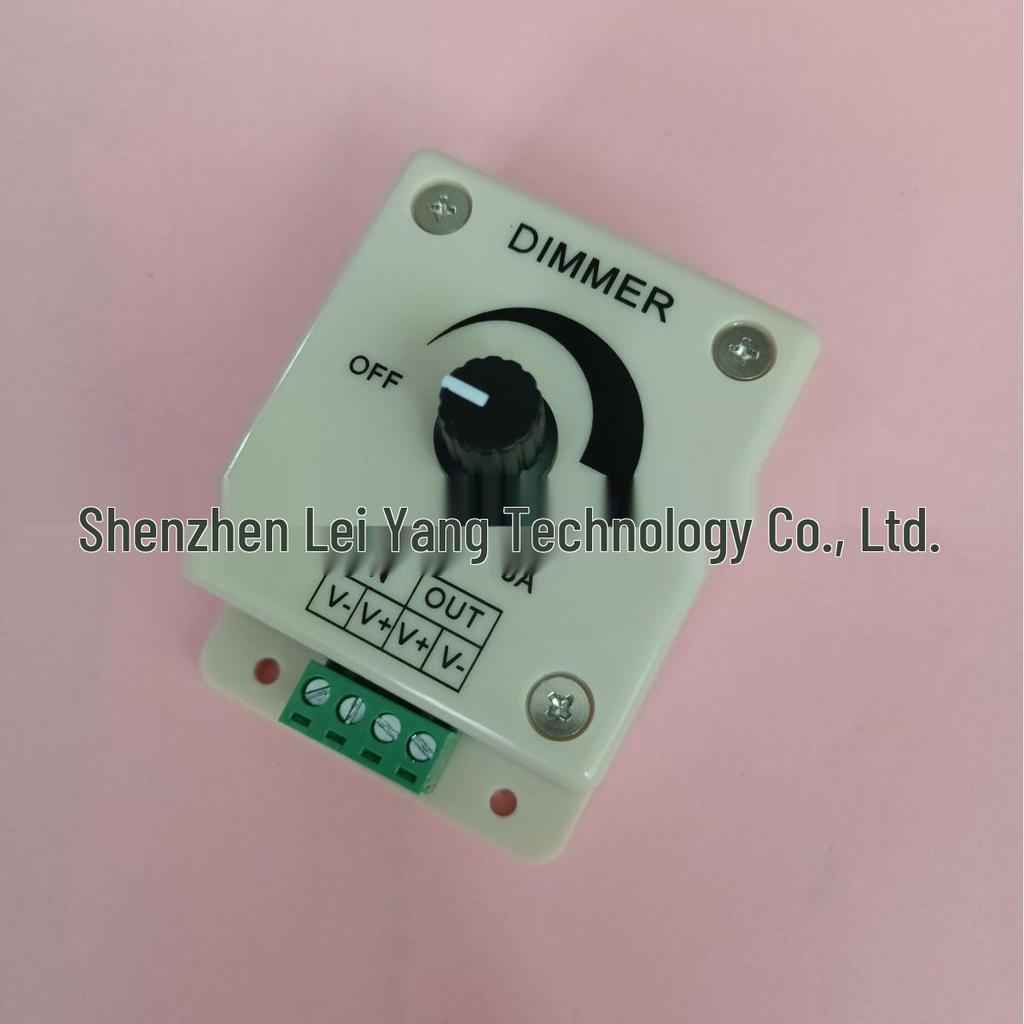 LED Knob Dimmer Controller for 12V Light Strips, 8A Manual Dimming Switch