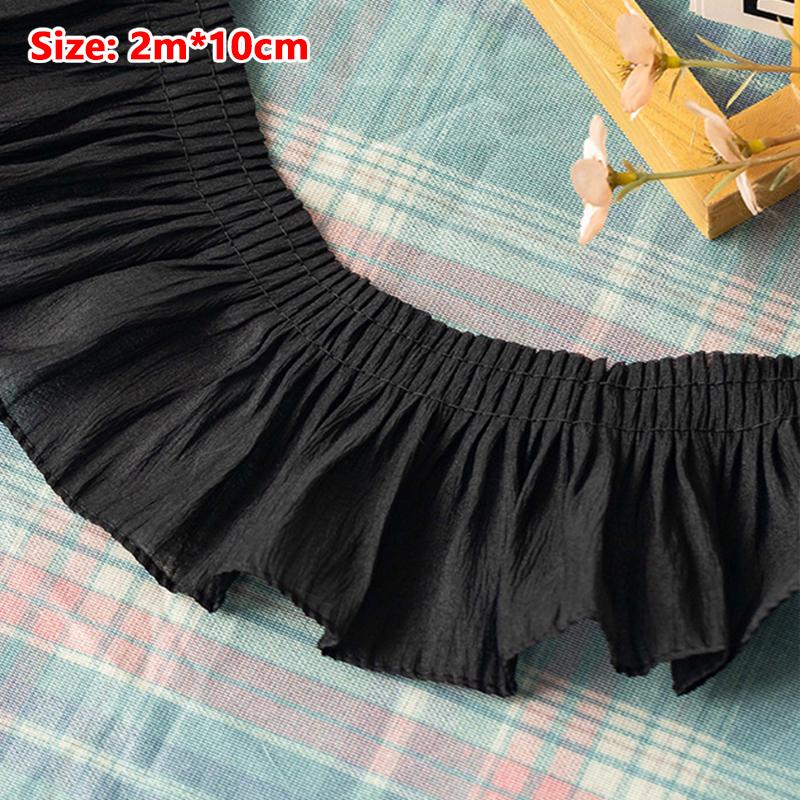 2M Chiffon Plissee Spitze Fransen 9/10/12CM Bandbesatz Zum Nähen Handarbeit Zubehör Röcke Kleidung DIY Basteln