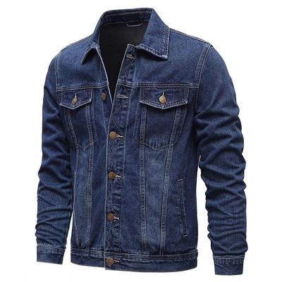 Men Spring Classic Cotton Denim Trucker Jacket Coat Men Autumn Outwear Solid Color Ripped Unlined Jeans Jackets Men XL